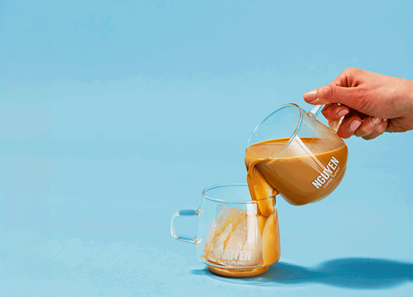 stackable glass mug with vietnamese coffee