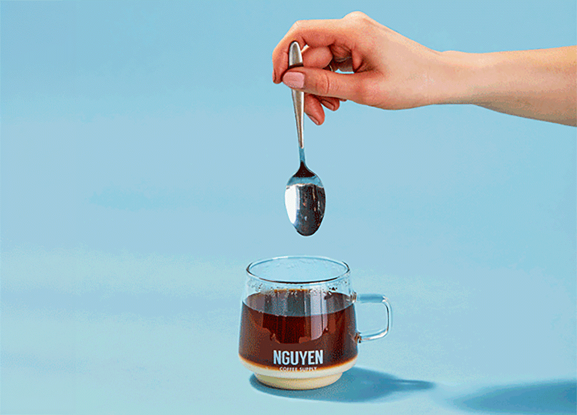 stackable glass mug with vietnamese coffee