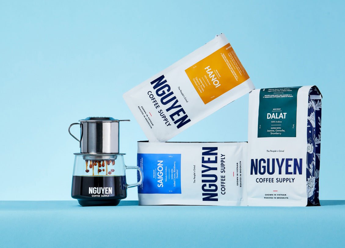 stackable glass mug with vietnamese coffee