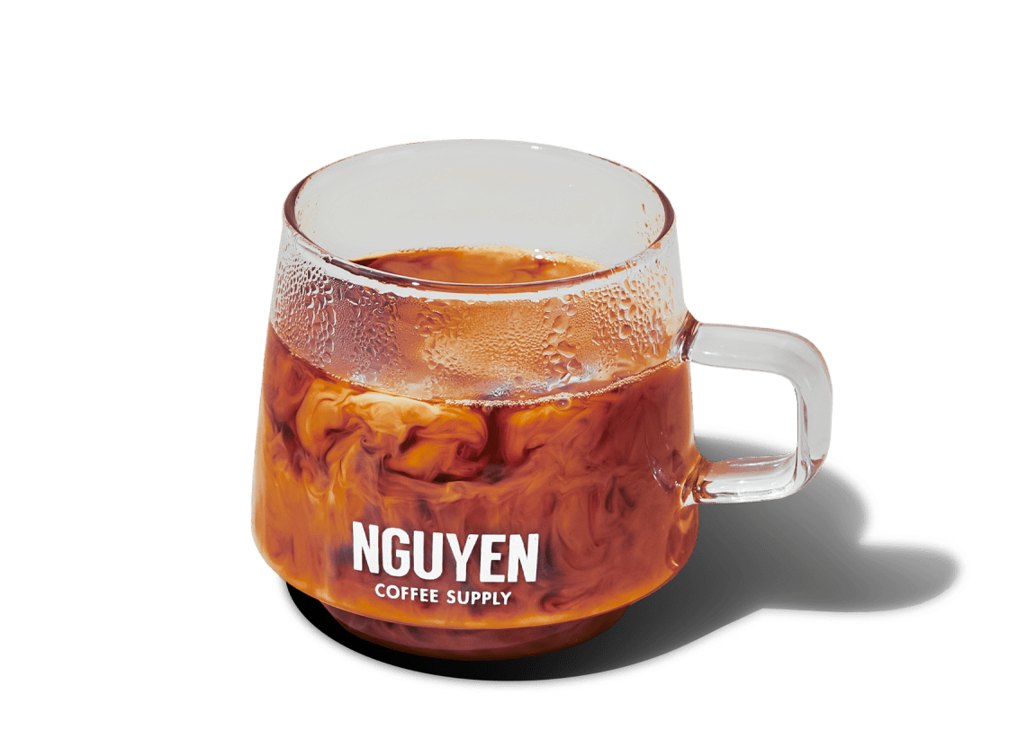 stackable glass mug with vietnamese coffee